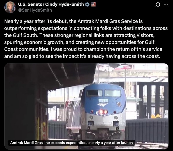 Cindy Hyde-Smith takes credit for Amtrak project she voted against