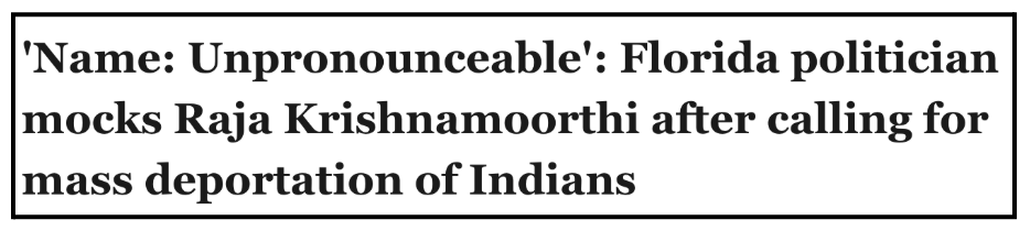 Name: Unpronounceable: Florida politican mocks Raja Krishnamoorthi after calling for mass deportation of Indians