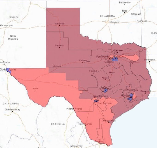 Gerrymandered maps in Texas 